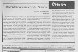 Recordando la muerte de Neruda  [artículo] Joaquín Soto Mansilla