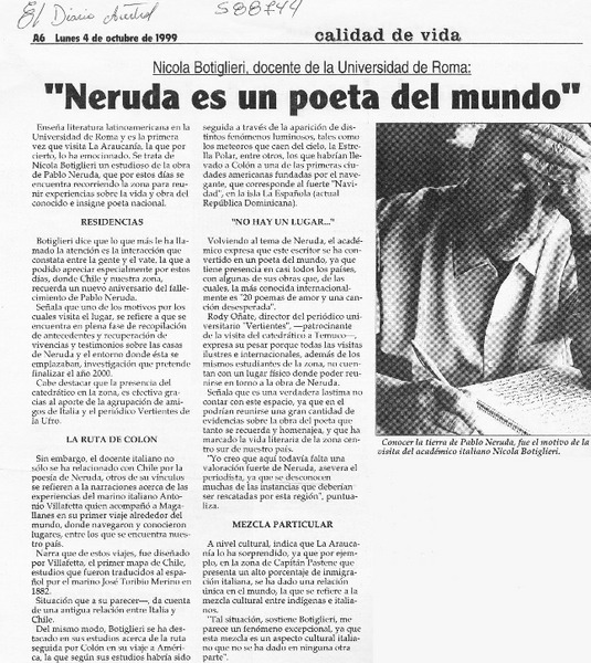 "Neruda es un poeta del mundo"  [artículo]