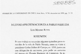 Nuevos aproximaciones a Pablo Neruda  [artículo] Luis Merino Reyes