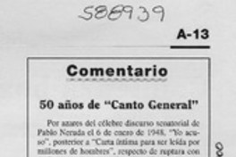50 años de "Canto General"  [artículo] Alberto Carrizo