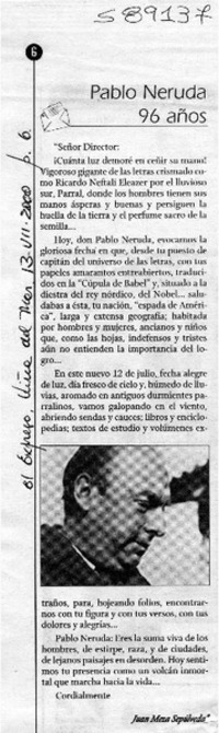Pablo Neruda 96 años