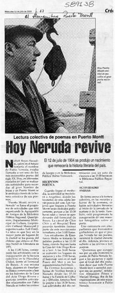 Hoy Neruda revive
