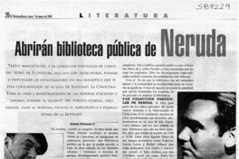 Abrirán biblioteca pública de Neruda