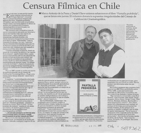 Censura fílmica en Chile  [artículo]