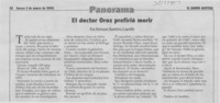 El doctor Oroz prefirió morir  [artículo] Enrique Ramírez Capello