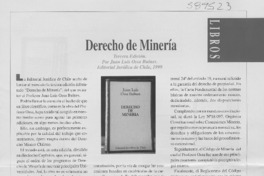 Derecho de minería  [artículo] Carlos Hoffmann Contreras