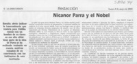 Nicanor Parra y el Nobel  [artículo] Juan Gabriel Araya G.