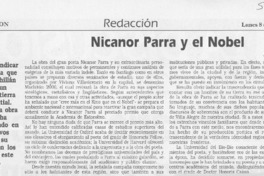 Nicanor Parra y el Nobel  [artículo] Juan Gabriel Araya G.
