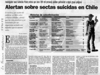 Alertan sobre sectas suicidas en Chile  [artículo] Alvaro Medina