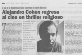 Alejandro Cohen regresa al cine en thriller religioso