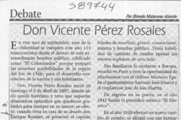 Don Vicente Pérez Rosales  [artículo] Hernán Maturana Alarcón