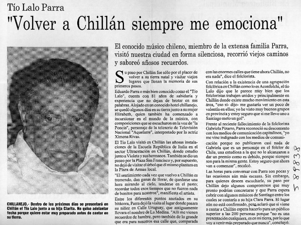 "Volver a Chillán siempre me emociona"  [artículo]