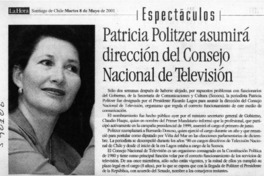 Patricia Politzer asumirá dirección del Consejo Nacional de Televisión  [artículo]