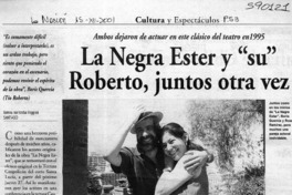 La Negra Ester y "su" Roberto, juntos otra vez  [artículo] Romina Irarrázabal Faggiani