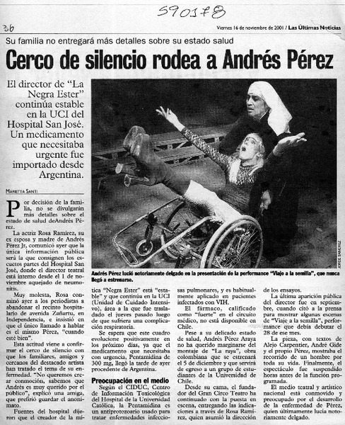Cerca de silencio rodea a Andrés Pérez  [artículo] Marietta Santí