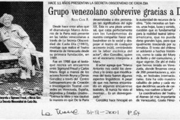 Grupo venezolano sobrevive gracias a De al Parra  [artículo] Rita Cox F.
