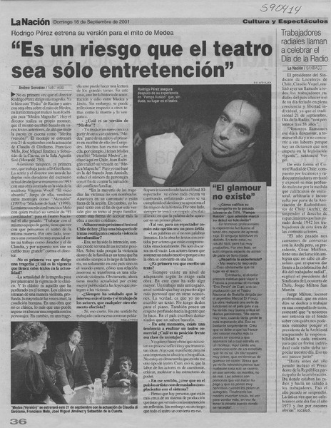 "Es un riesgo que el teatro sea sólo entretención"  [artículo] Andrea González