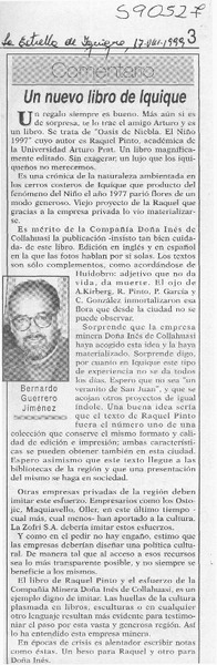 Un nuevo libro de Iquique  [artículo] Bernardo Guerrero Jiménez