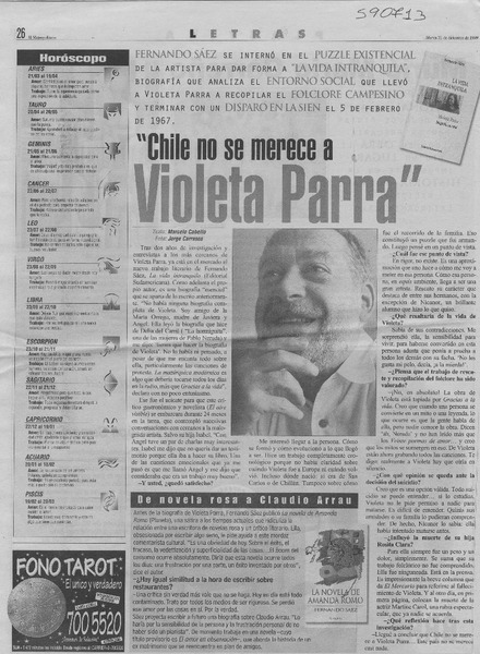 "Chile no se merece a Violeta Parra"  [artículo] Marcelo Cabello