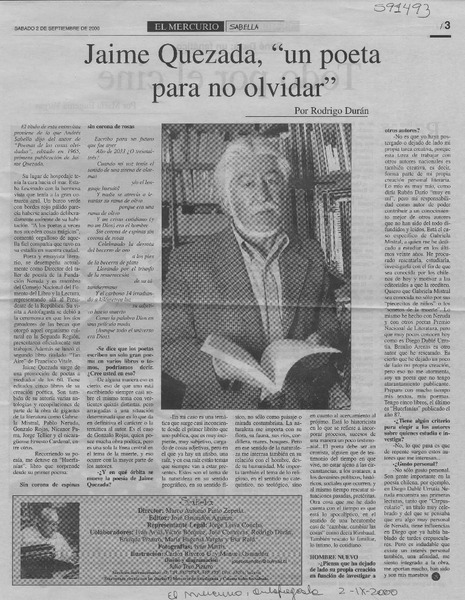 Jaime quezada, "un poeta para no olvidar"  [artículo] Rodrigo Durán