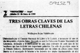 Tres obras claves de las letras chilenas  [artículo] Wellington Rojas Valdebenito