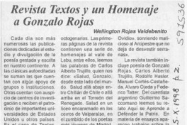 Revista textos y un homenaje a Gonzalo Rojas  [artículo] Wellington Rojas Valdebenito