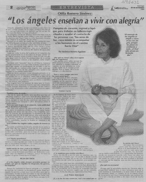 "Los ángeles enseñan a vivir con alegría"  [artículo] Verónica Moreno Aguilera