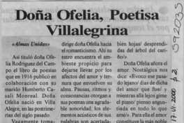 Doña Ofelia, poetisa villalegrina  [artículo] R. G. G.