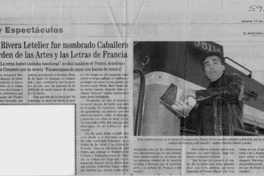 Hernán Rivera Letelier fue nombrado Caballero de la Orden de las Artes y las Letras de Francia  [artículo]