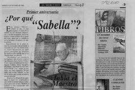 ¿Por qué "Sabella"?  [artículo] Marco Antonio Pinto Z.