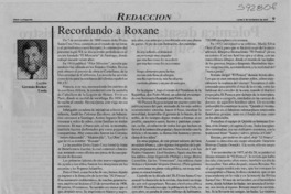 Recordando a Roxane  [artículo] Germán Becker Ureta