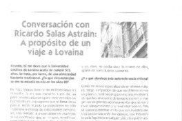 Conversación con Ricardo Salas Astrain, a propósito de un viaje a Lovaina