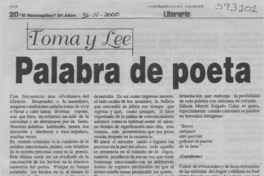 Palabra de poeta  [artículo] Juan Antonio Massone