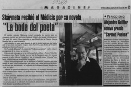 Skármeta recibió el Médicis por su novela "La boda del poeta"  [artículo]