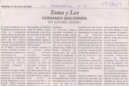 Fernando Quilodrán, un suicidio común  [artículo] Juan Antonio Massone