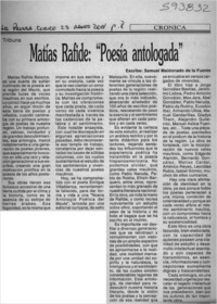 Matías Rafide, "Poesía antologada"  [artículo] Samuel Maldonado de la Fuente