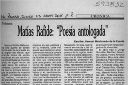 Matías Rafide, "Poesía antologada"  [artículo] Samuel Maldonado de la Fuente