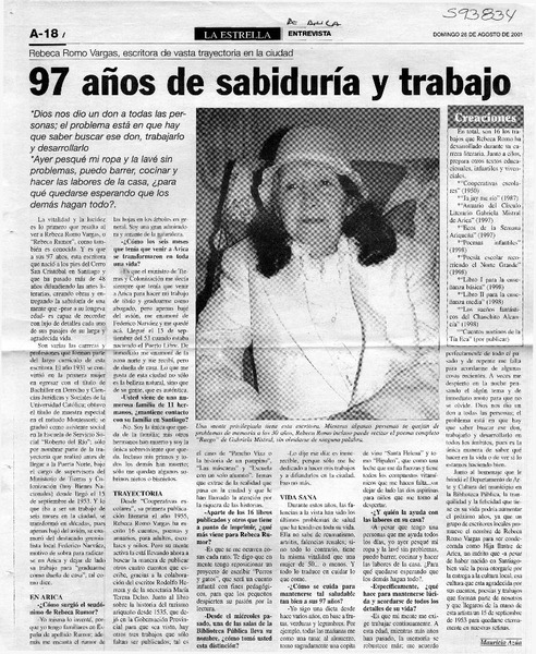 97 años de sabiduría y trabajo  [artículo] Mauricio Azúa