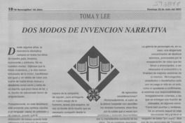 Dos modos de invención narrativa  [artículo] Juan Antonio Massone