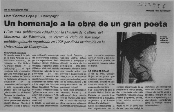 Un homenaje a la obra de un gran poeta  [artículo] Patricio Rodríguez