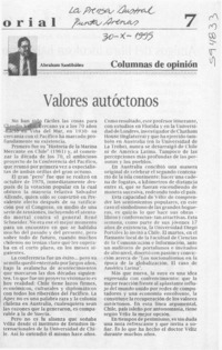 Valores autóctonos  [artículo] Abraham Santibañez