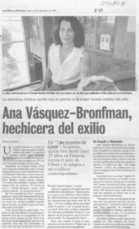 Ana Vásquez-Bronfman, hechicera del exilio  [artículo] Angélica Rivera
