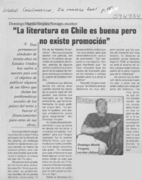 "La literatura en Chile es buena pero no existe promoción"  [artículo]