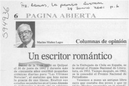 Un escritor romántico  [artículo] Marino Muñoz Lagos