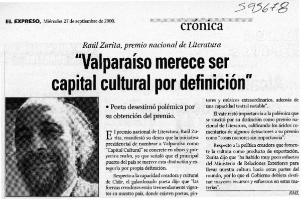 "Valparaíso merece ser capital cultural por definición"  [artículo]
