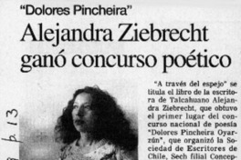 Alejandra Ziebrecht ganó concurso poético  [artículo]
