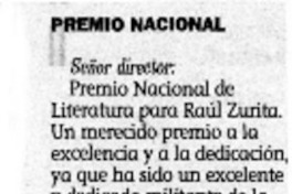 Premio Nacional  [artículo] José Luis Arredondo