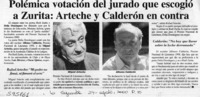 Polémica votación del jurado que escogió a Zurita, Arteche y Calderón en contra  [artículo]