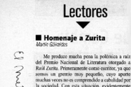 Premio a Zurita  [artículo] Martín Güiraldes