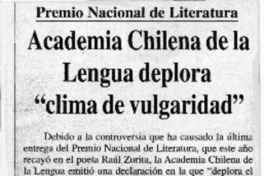 Academia Chilena de la Lengua deplora "clima de vulgaridad"  [artículo]